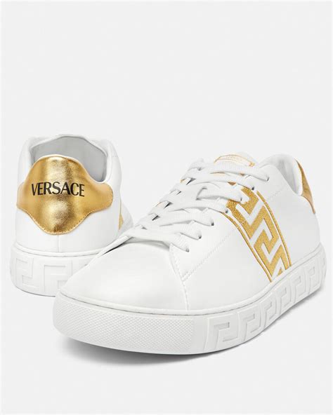 white versace collection sneakers|Versace greca sneakers white.